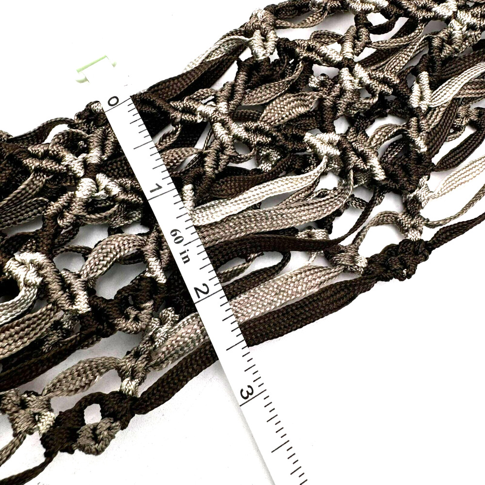 Women's Brown Tan Macrame Braided Ribbon Self Tie Waist Belt Tassel Fairy Boho - Picture 6 of 6